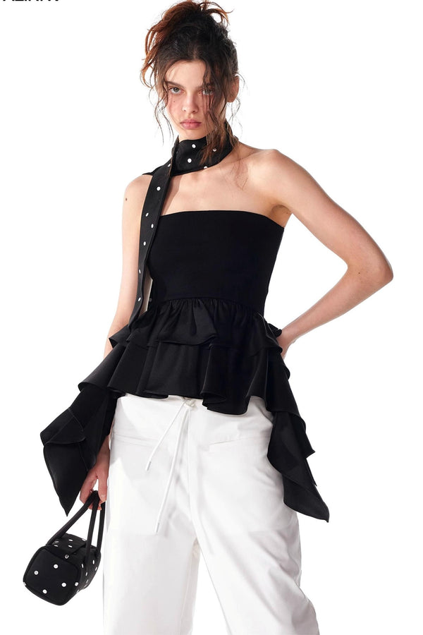 Summer Slim Ruffle Lace Top