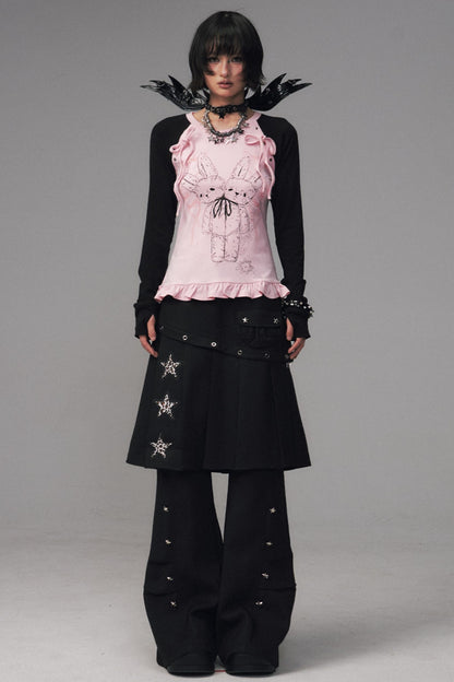 Asian Lace Stretch Long Sleeve T-Shirt