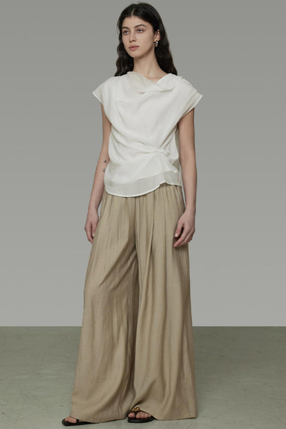 Irregular Neck White Blouse