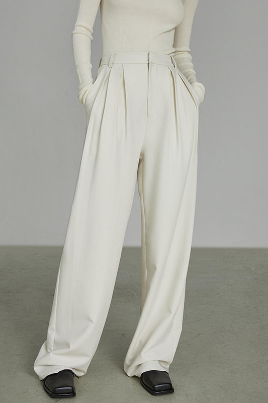 High-Waist Wide-Leg Draped Pants