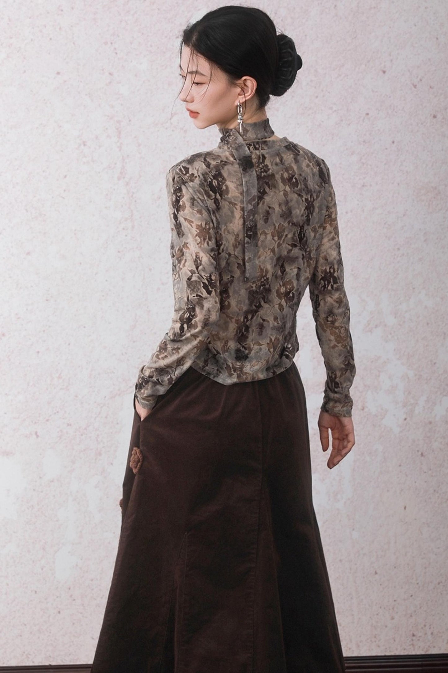 Smoke Brown Floral T-Shirt