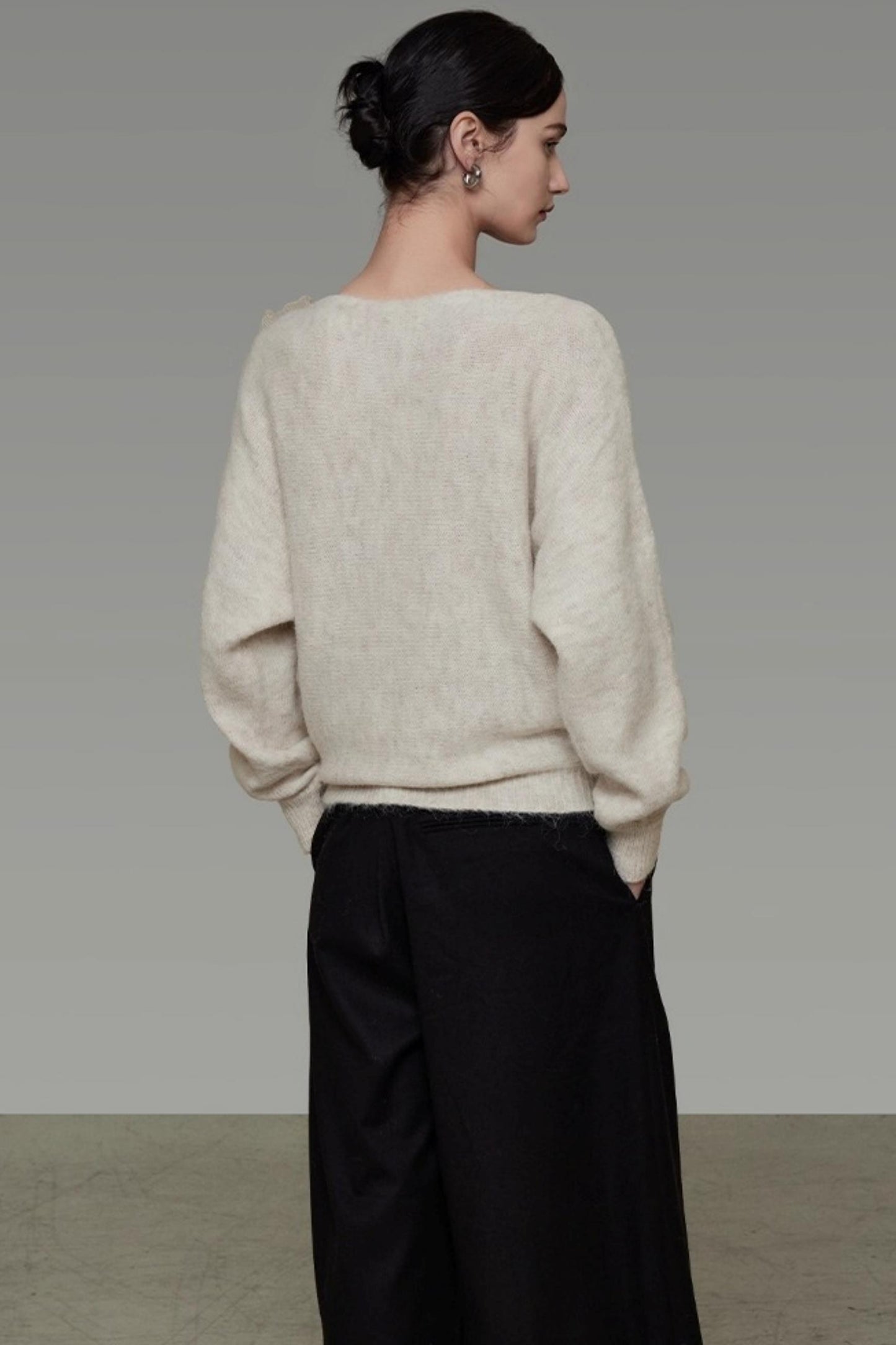 Off-Shoulder Floral Knit Top