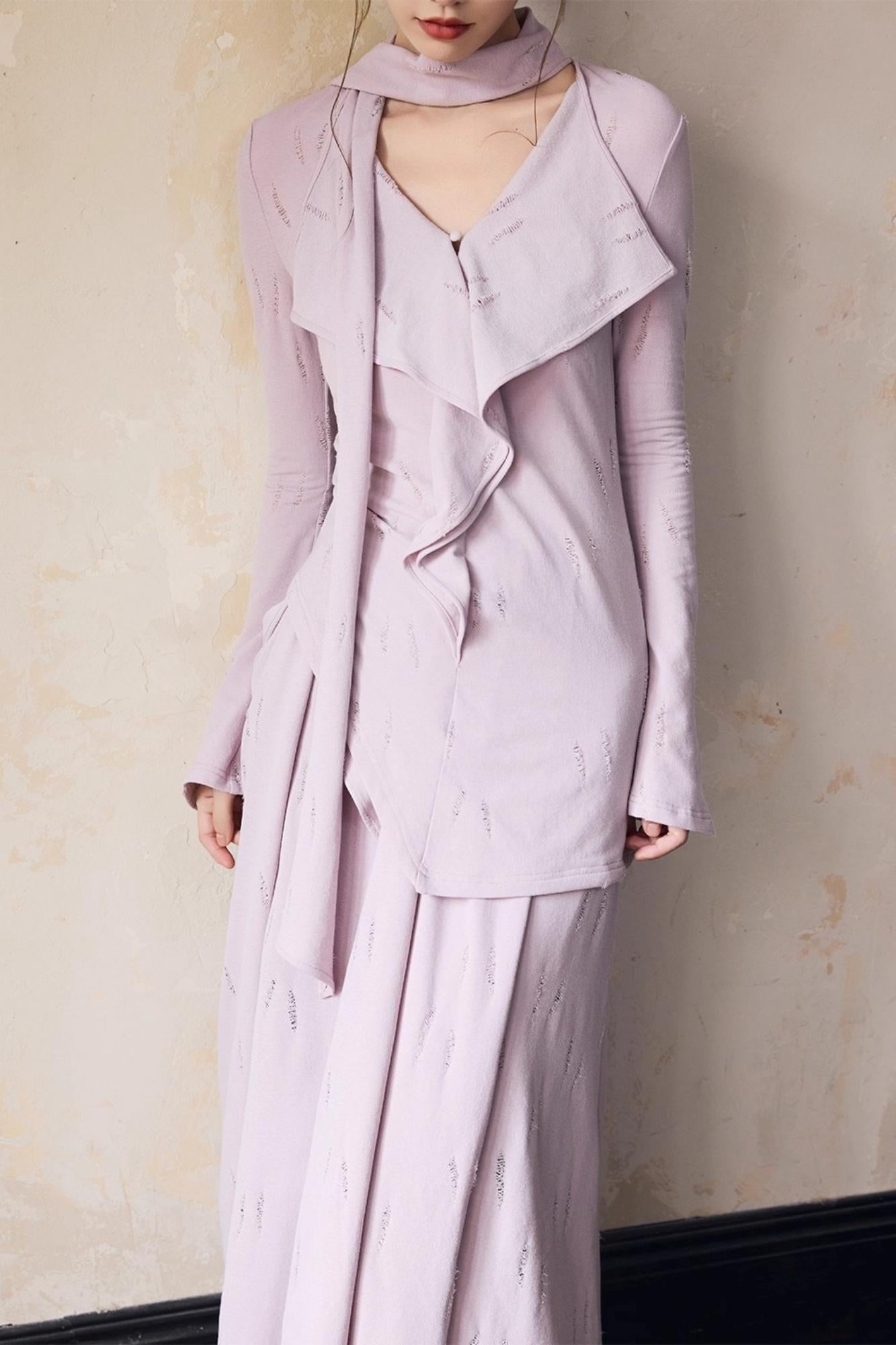 Autumn Purple Knitted Top Skirt Set-Up