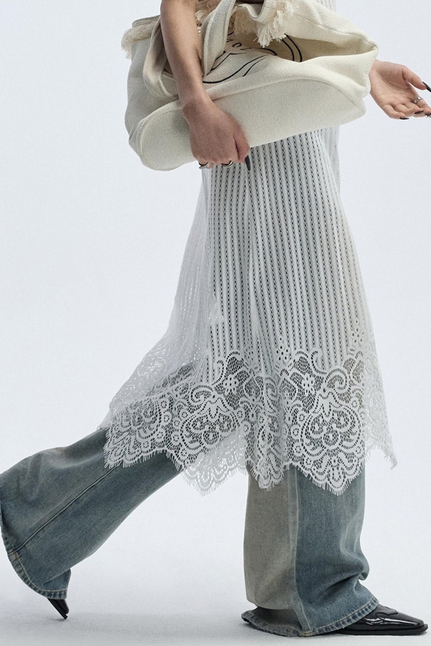 Lace Hem Layered Dress