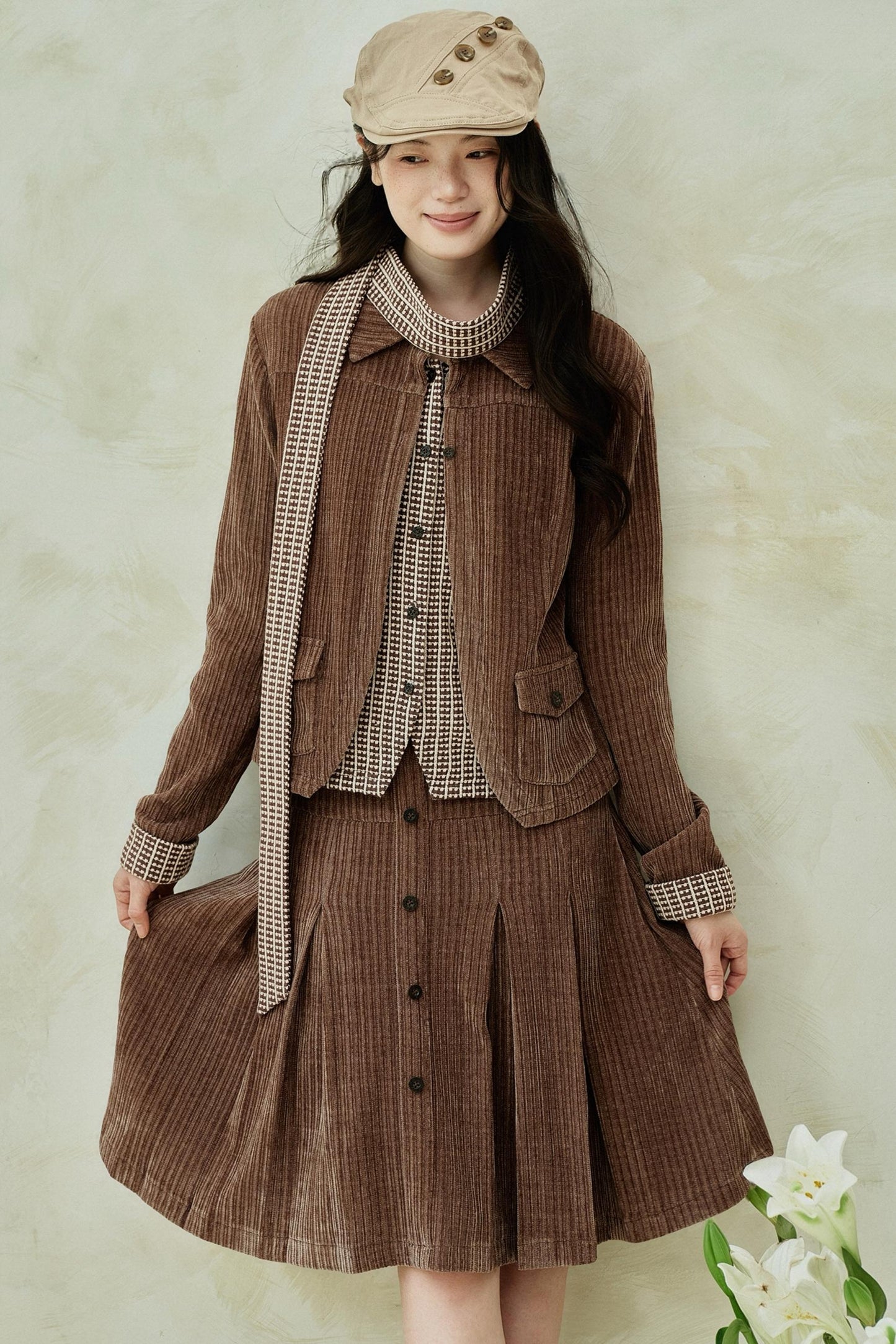 Vintage Fake Two-Piece Knitted Top Set-Up