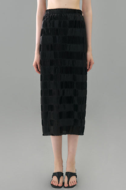 Mercerized Pleated Check Skirt