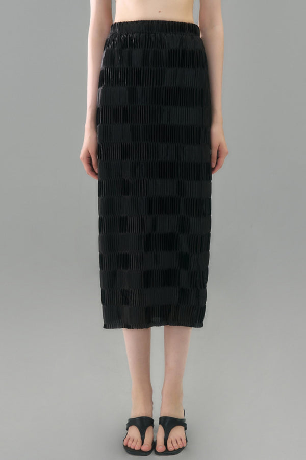 Mercerized Pleated Check Skirt