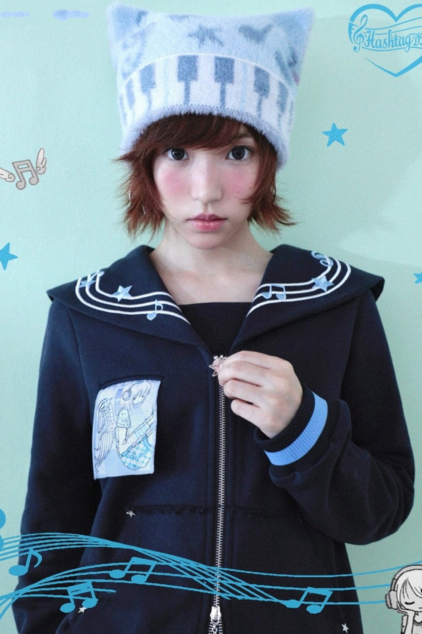 Original Polka Dot Embroidery Sailor Uniform Jacket