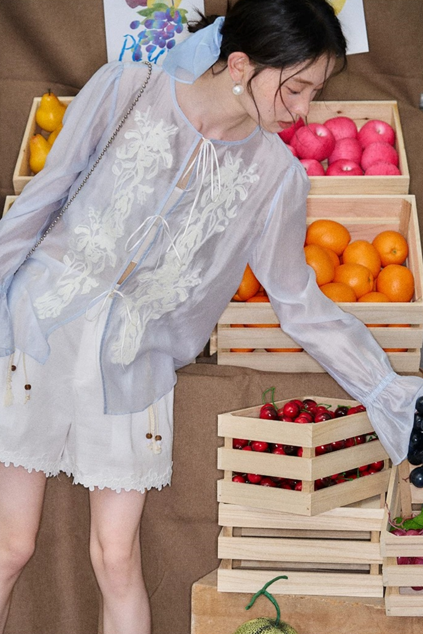 Embroidered Tencel Linen Blouse