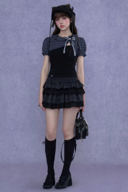 Two-Tone Puff Sleeve Top Set-Up