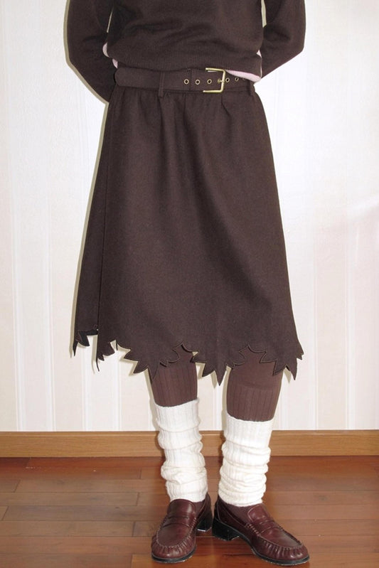 Wooden Tone Wool Skirt