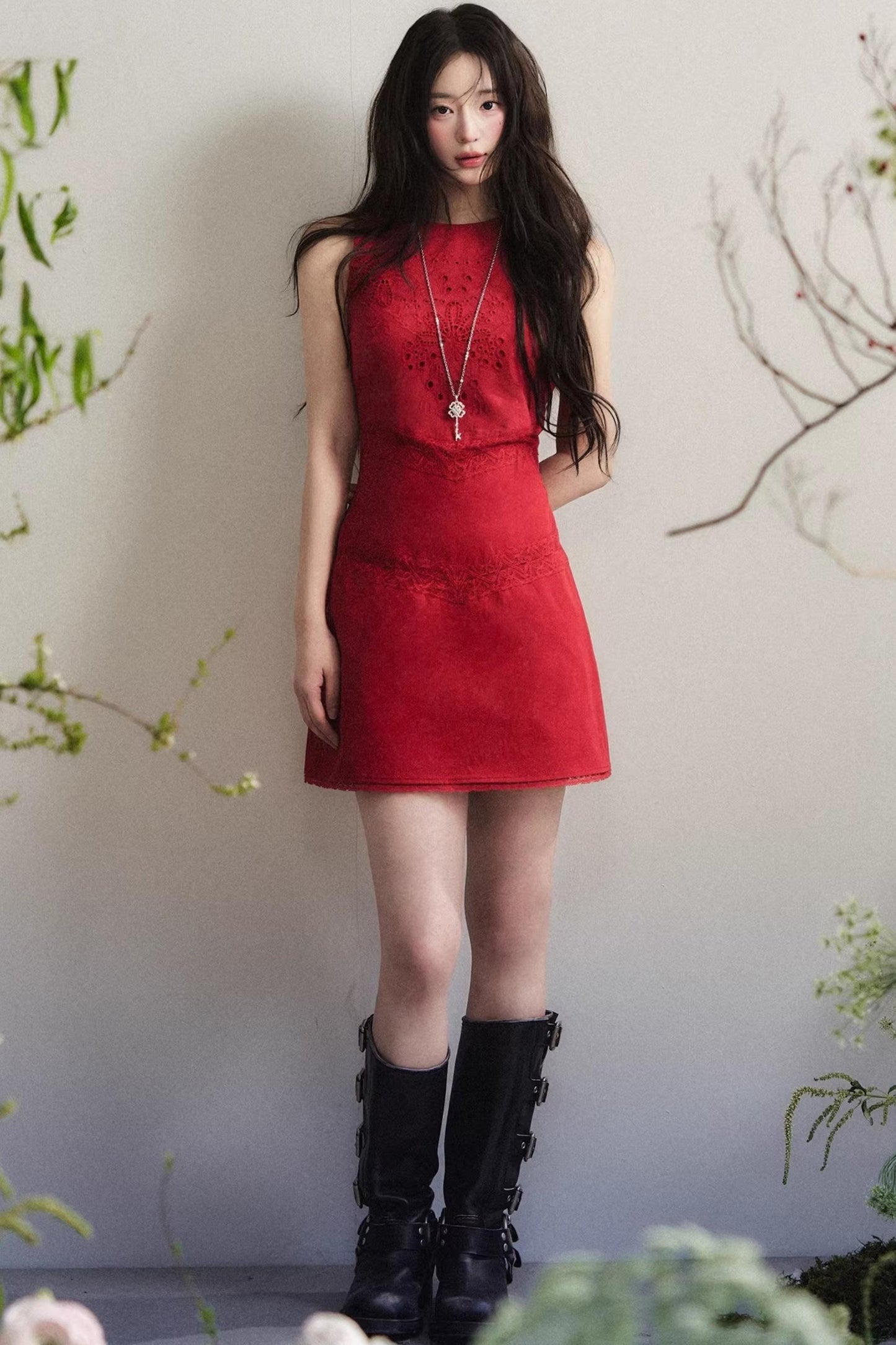 Hollow-Out Lace Dress