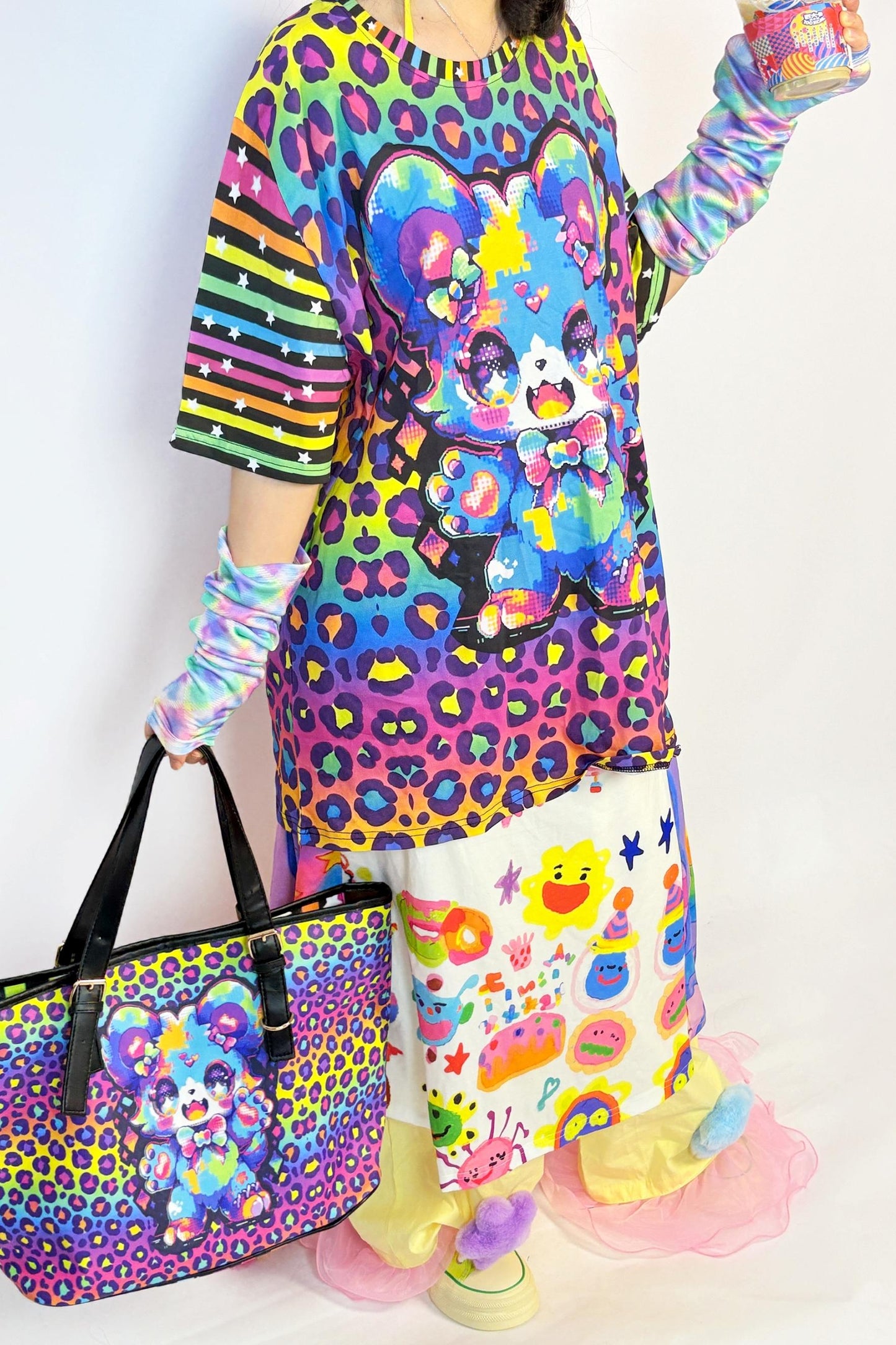 Rainbow Color Cotton Loose T-shirt