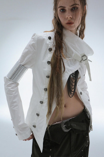 Detachable Sleeve Turtleneck Windproof Jacket