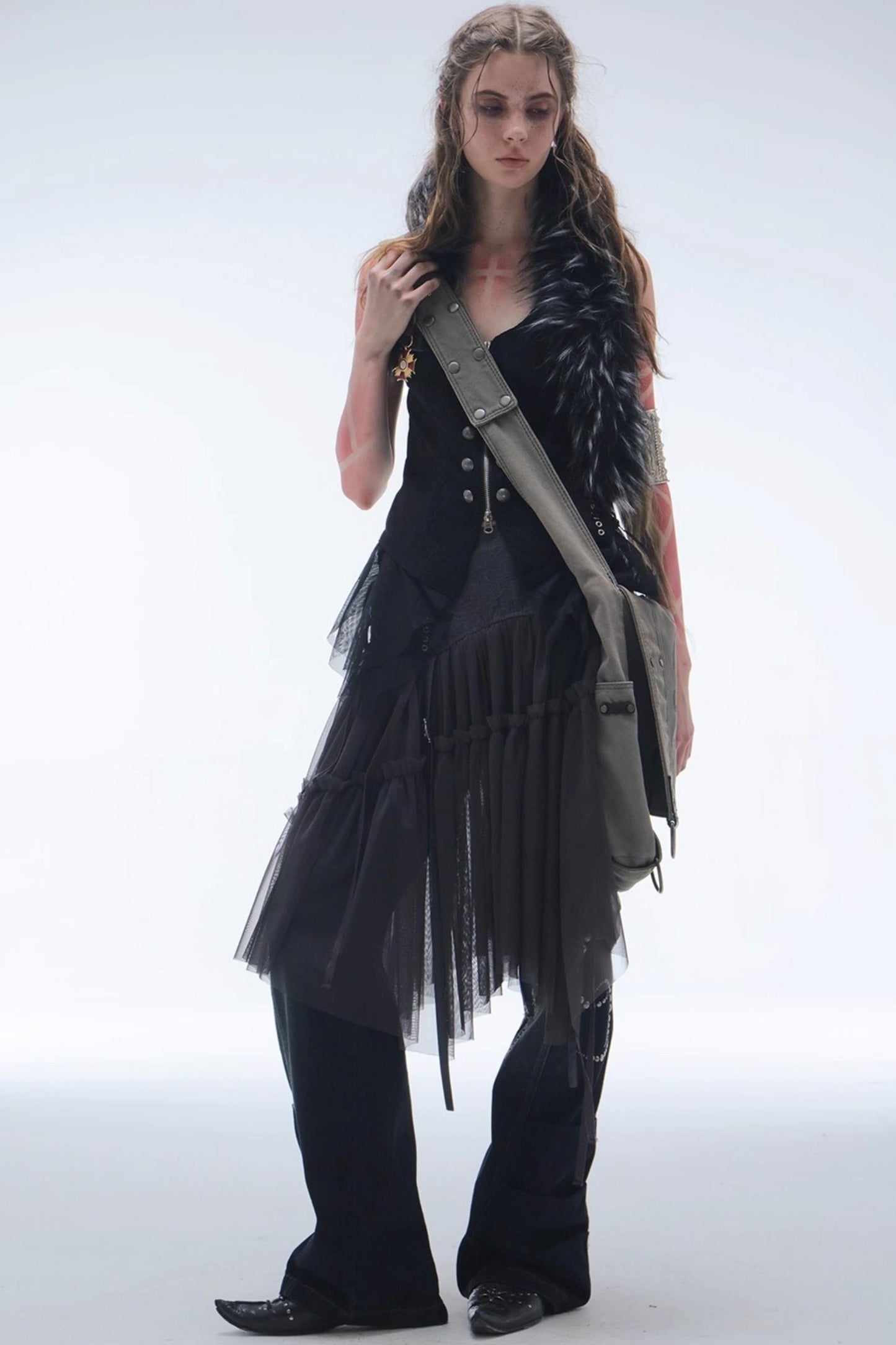 Lace Jacquard Pleated Cake Layered Skirt