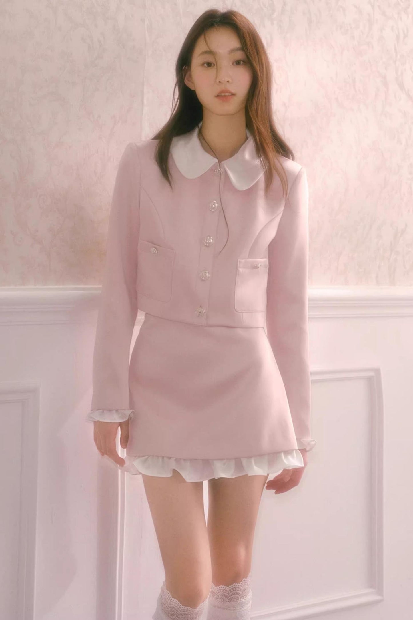 Autumn Collar Short Suit Skirt Set-Up
