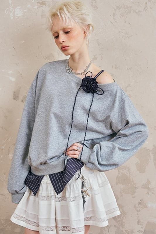 Lässiger Sweatshirt mit langen Ärmeln 