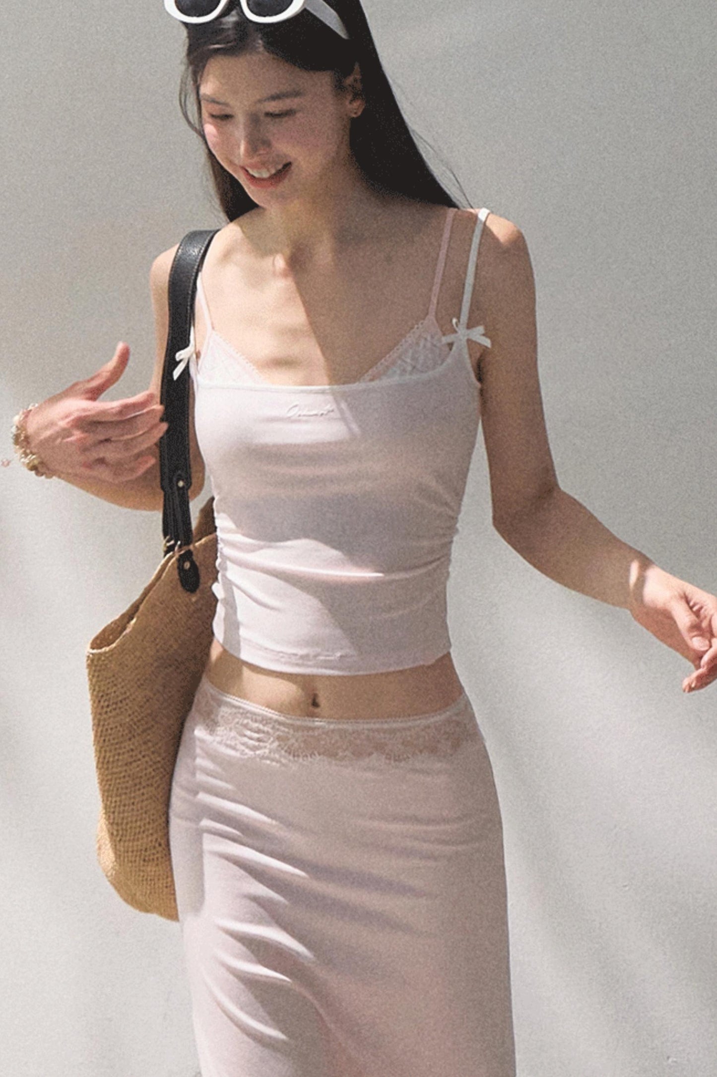 Lace-Trimmed High Waist Skirt