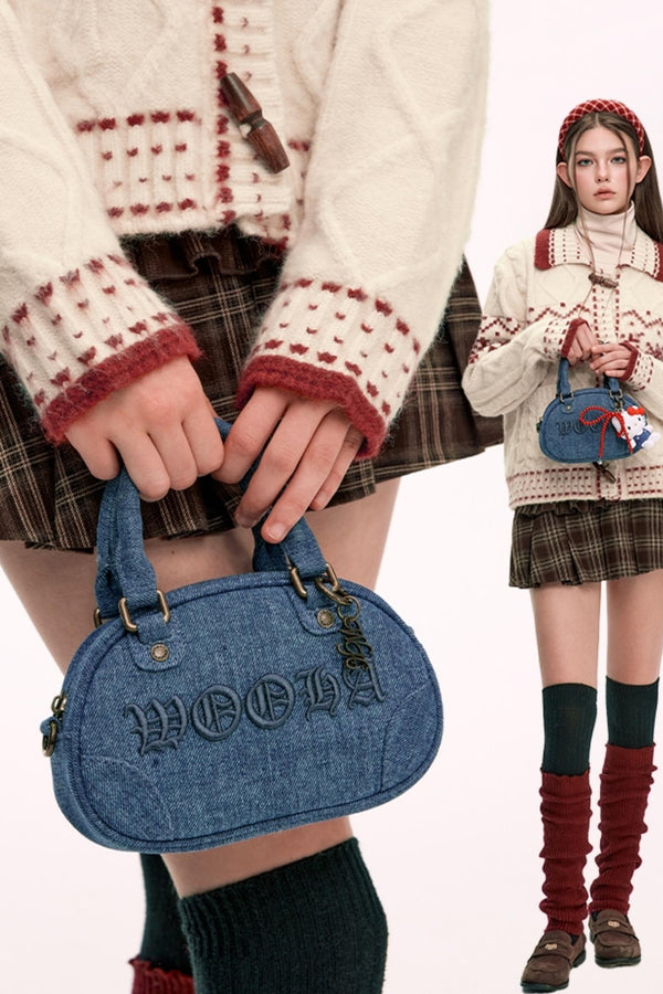 Classic Embroidery Mini Bowling Bag