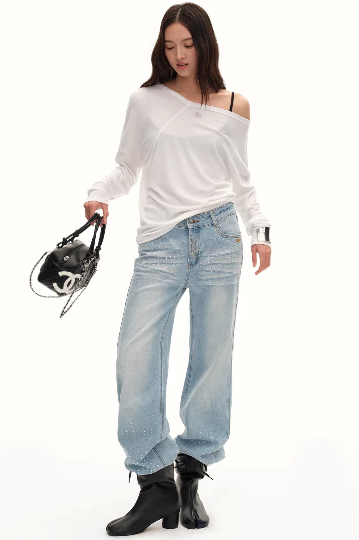 Merino Wool One-Shoulder Knit Top