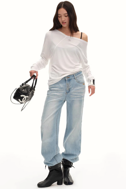 Merino Wool One-Shoulder Knit Top