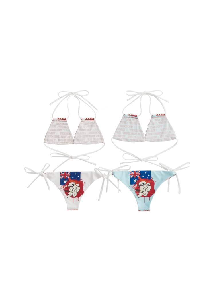 Crime Parody Print Strap Bikini