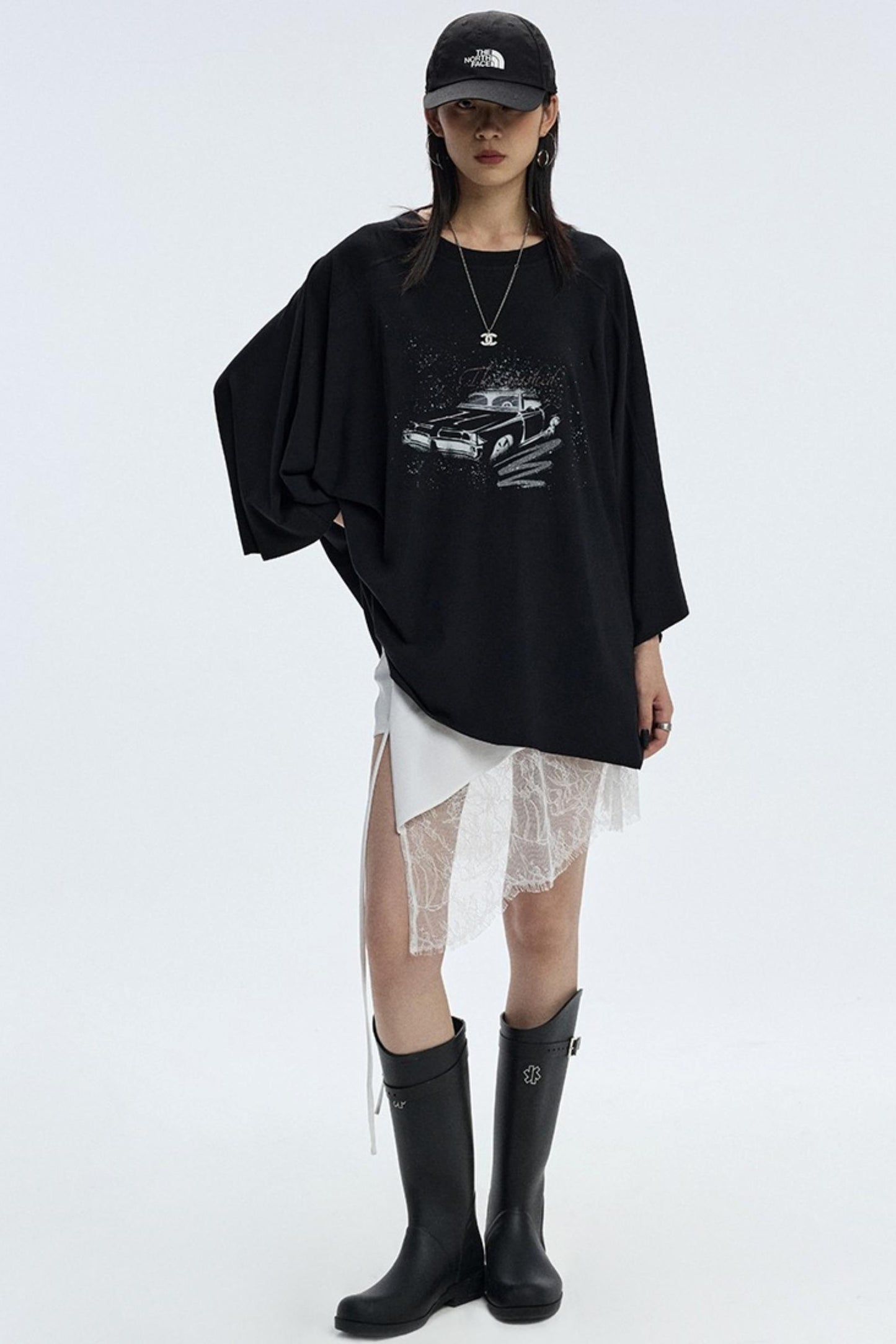 Vintage Car Print Cropped T-Shirt