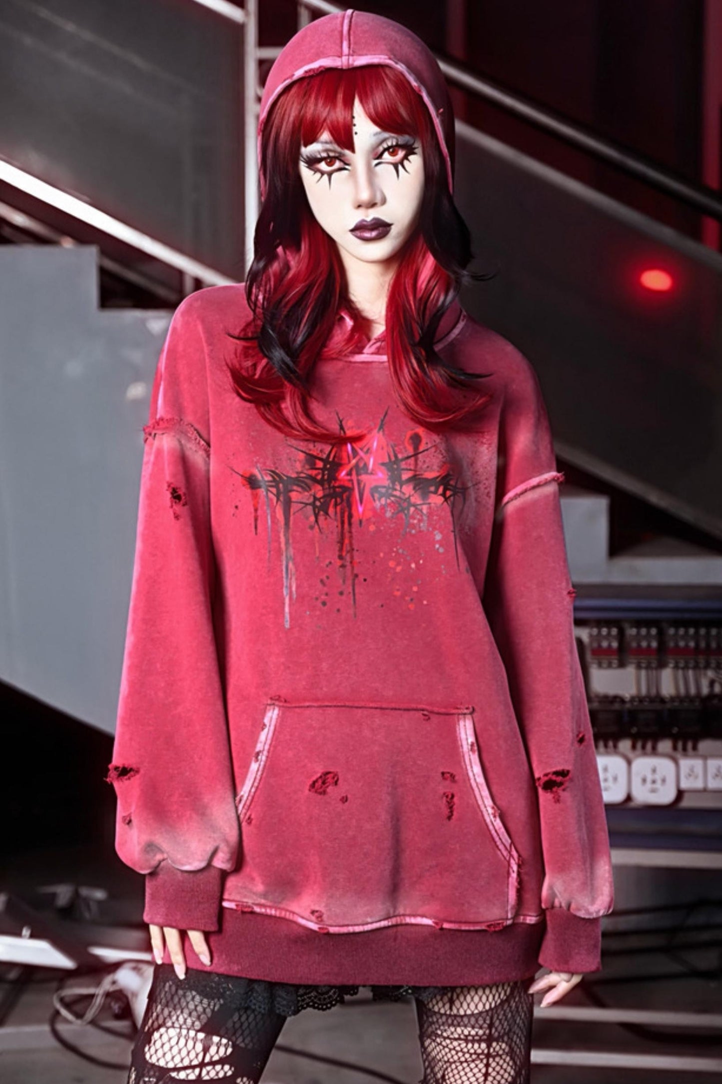 Devil Rust Red Hooded Top