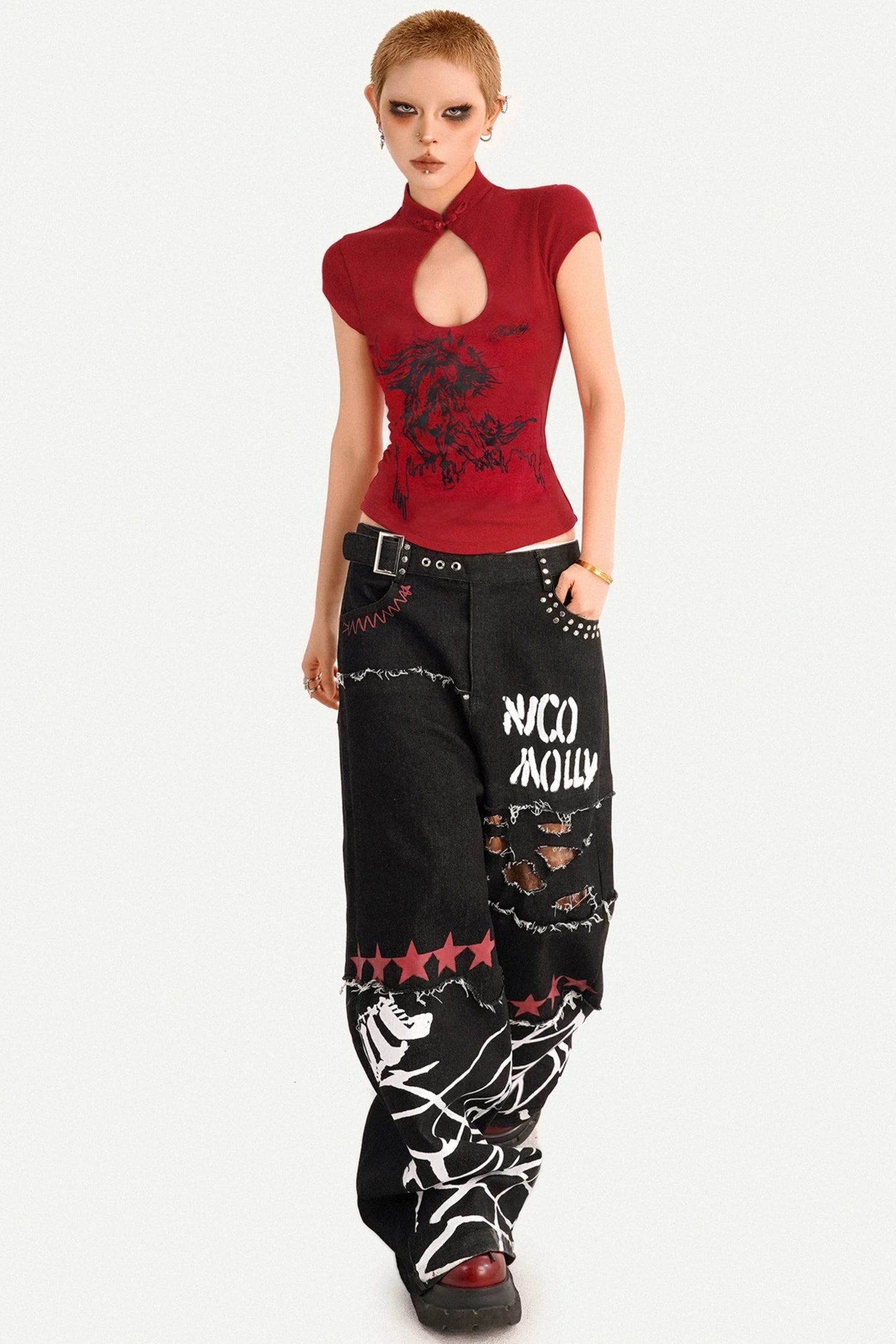 Rotes Millennium-Cheongsam-Oberteil