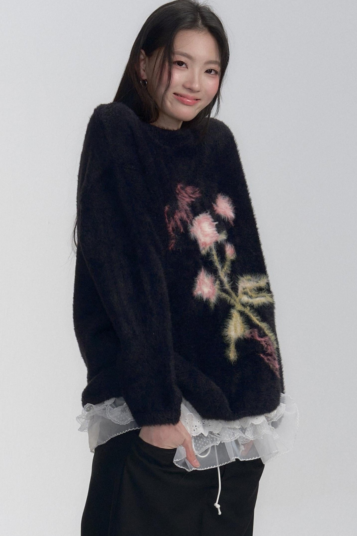 Mink Rose Fluffy Sweater