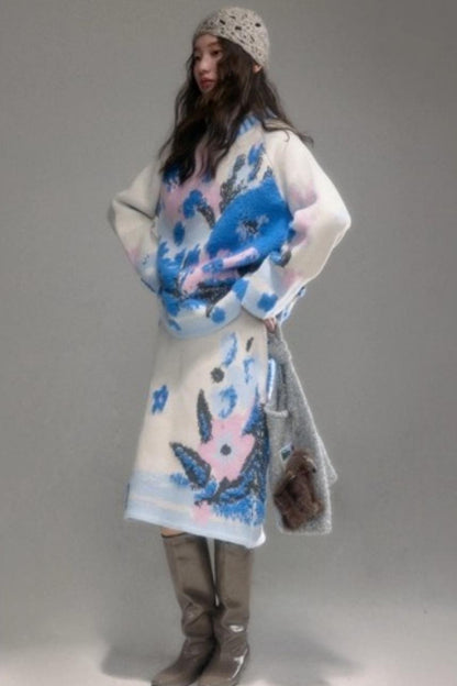 Oil Painting Jacquard Wool Sweater Set-Up