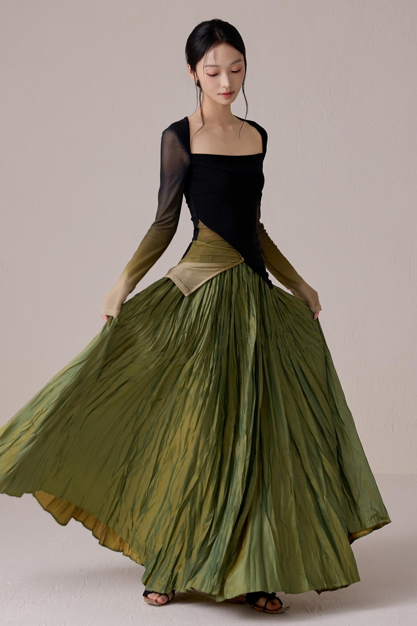 Color-Block Gradient Long Sleeve Tee