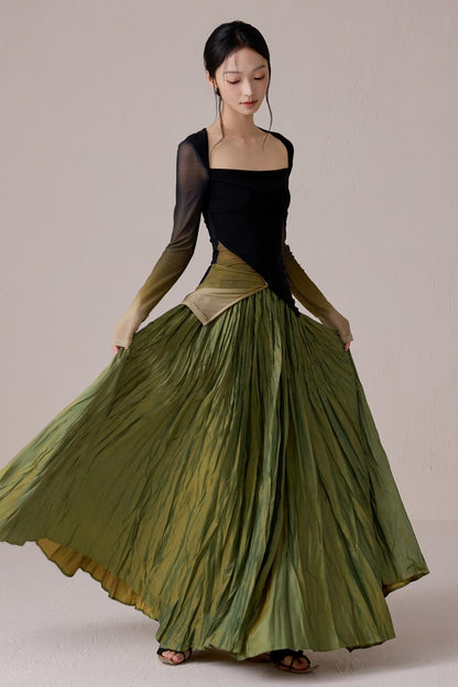 Color-Block Gradient Long Sleeve Tee