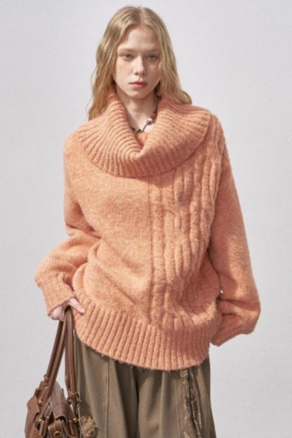 One-Shoulder Cable-Knit Sweater
