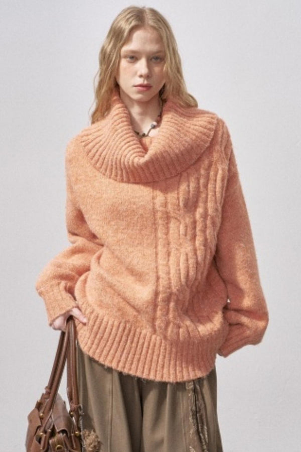 One-Shoulder Cable-Knit Sweater