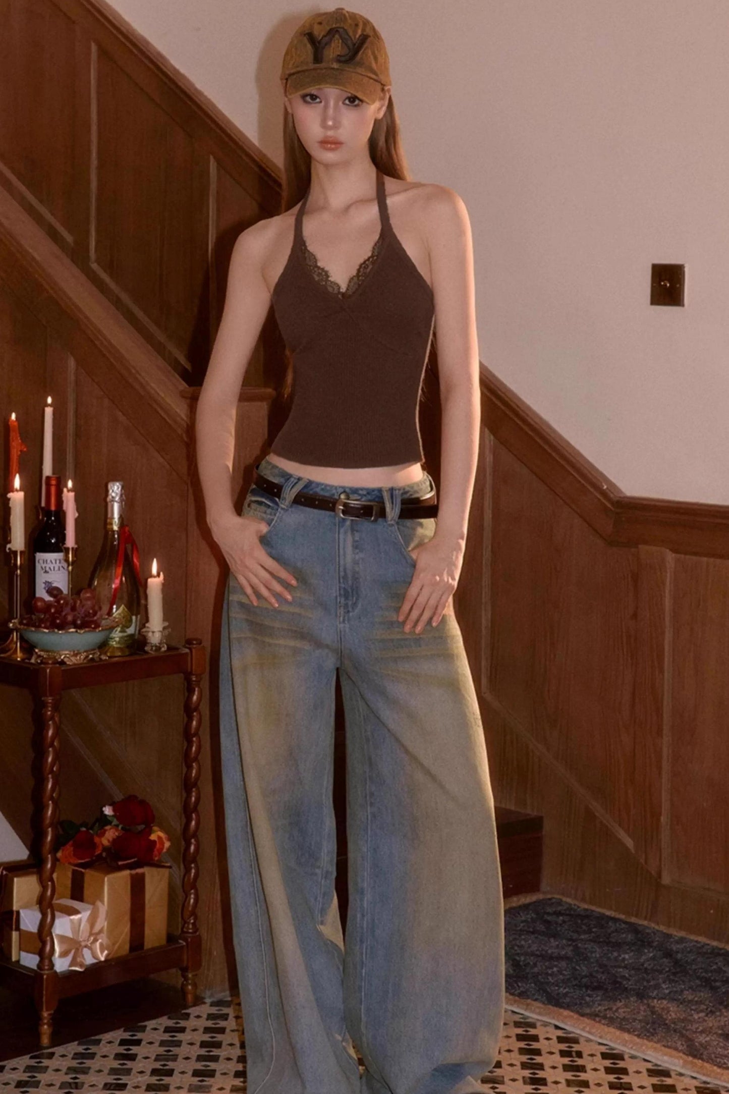 Vintage Smeared Denim Pants