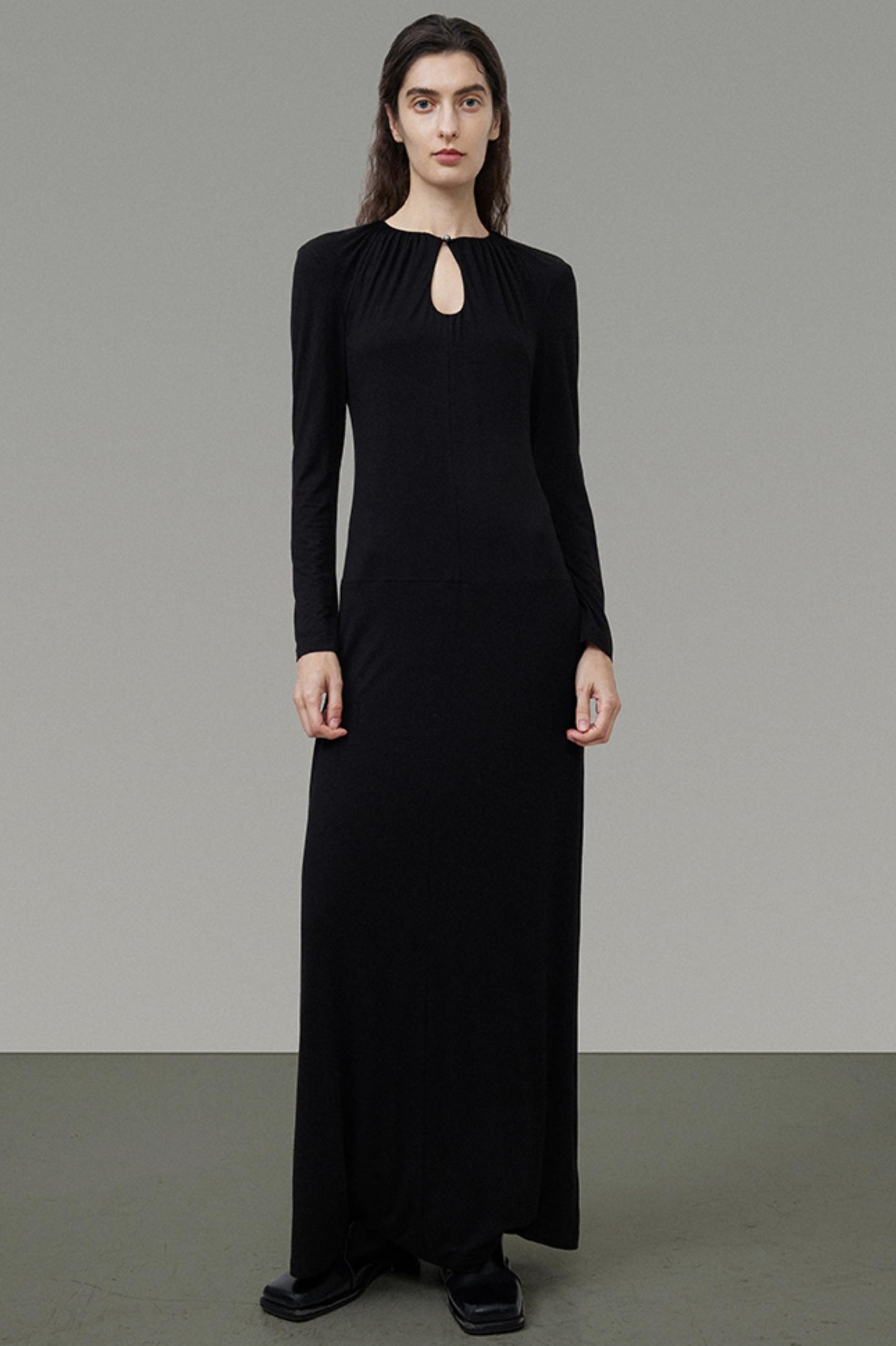 Elegant Black Slim Long Dress