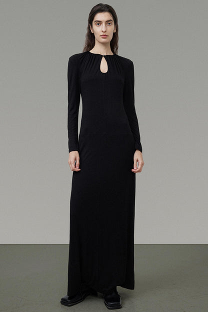 Elegant Black Slim Long Dress