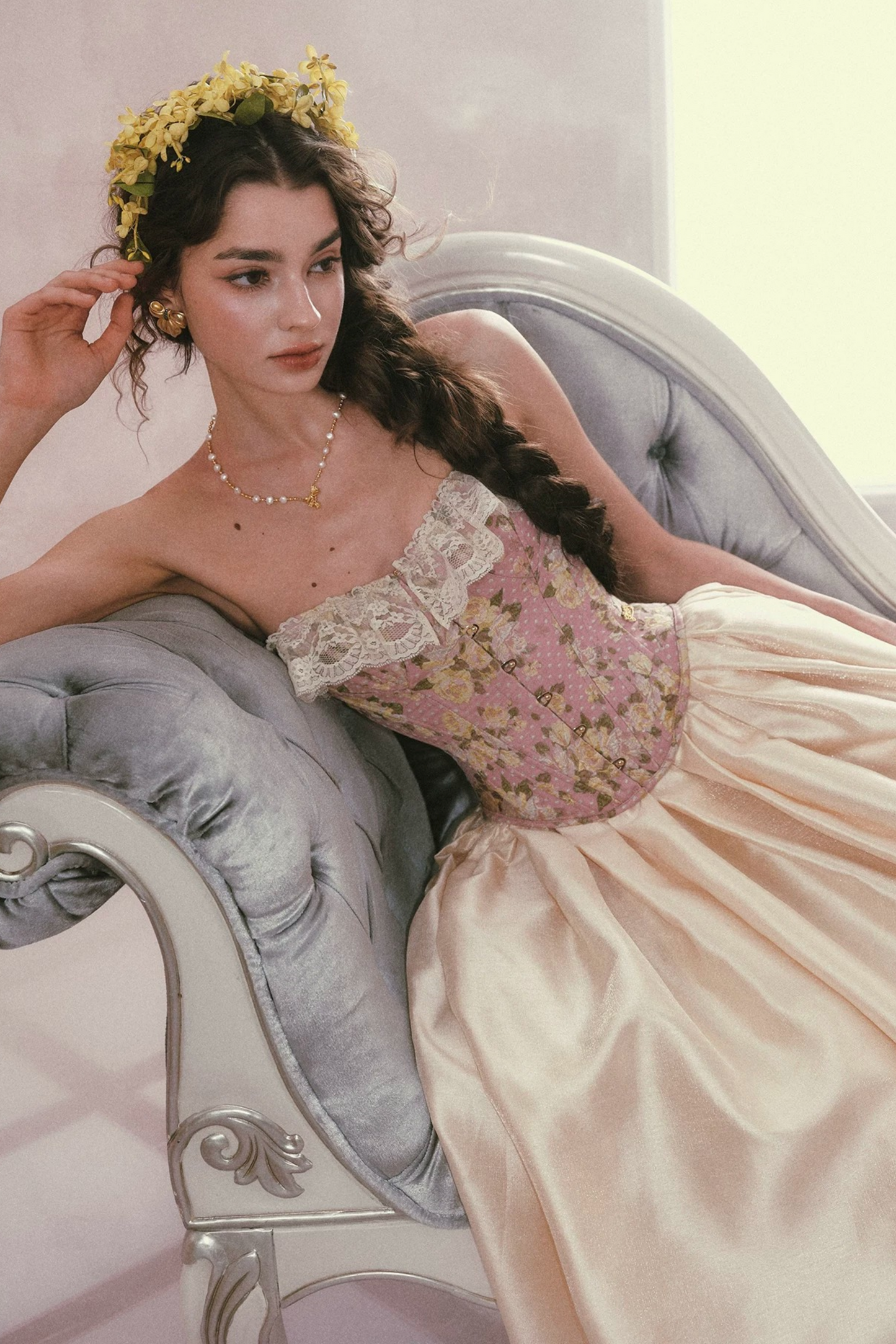 Lace Jacquard Corset Top Set-Up
