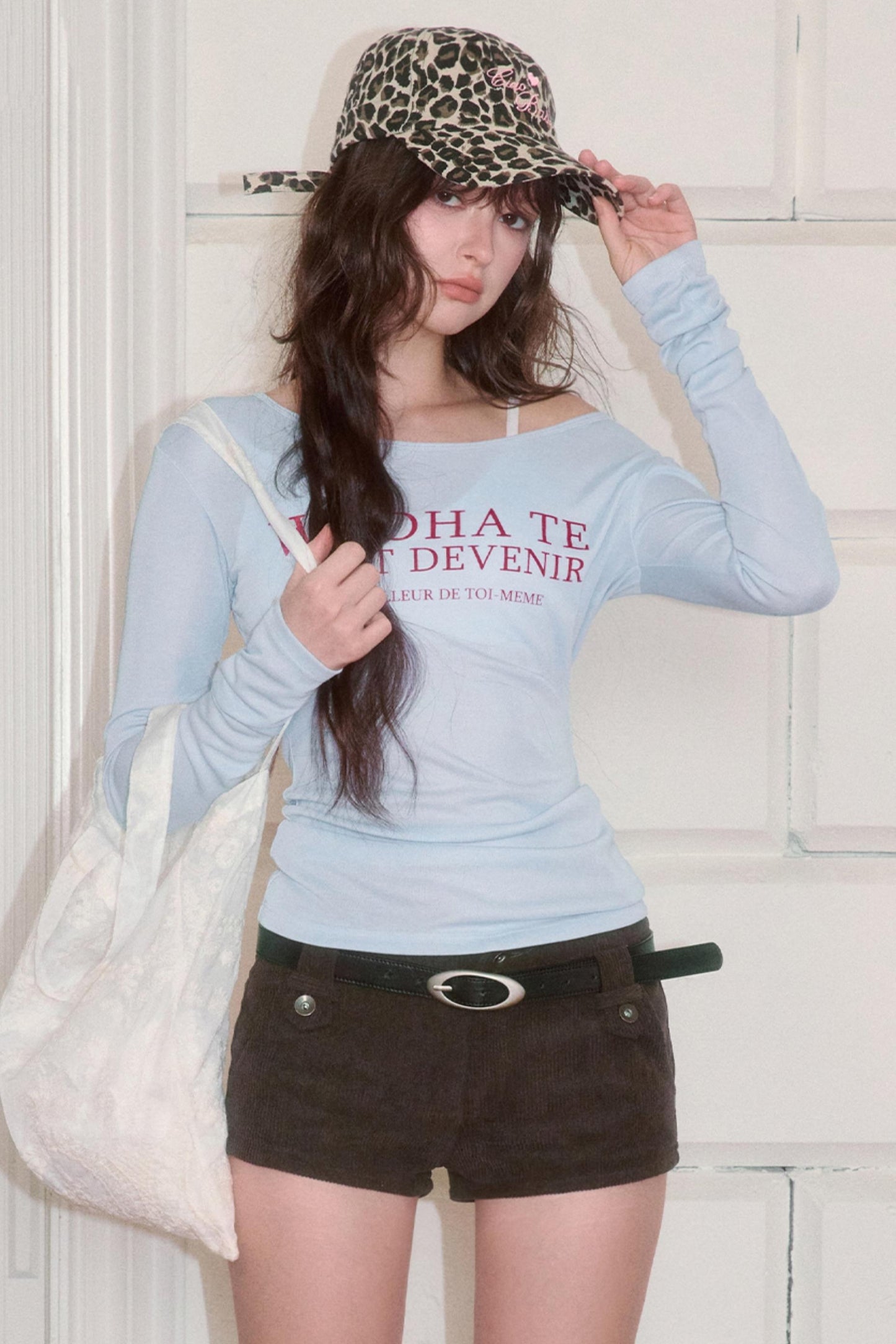 Letter Print Long Sleeve Slim Top