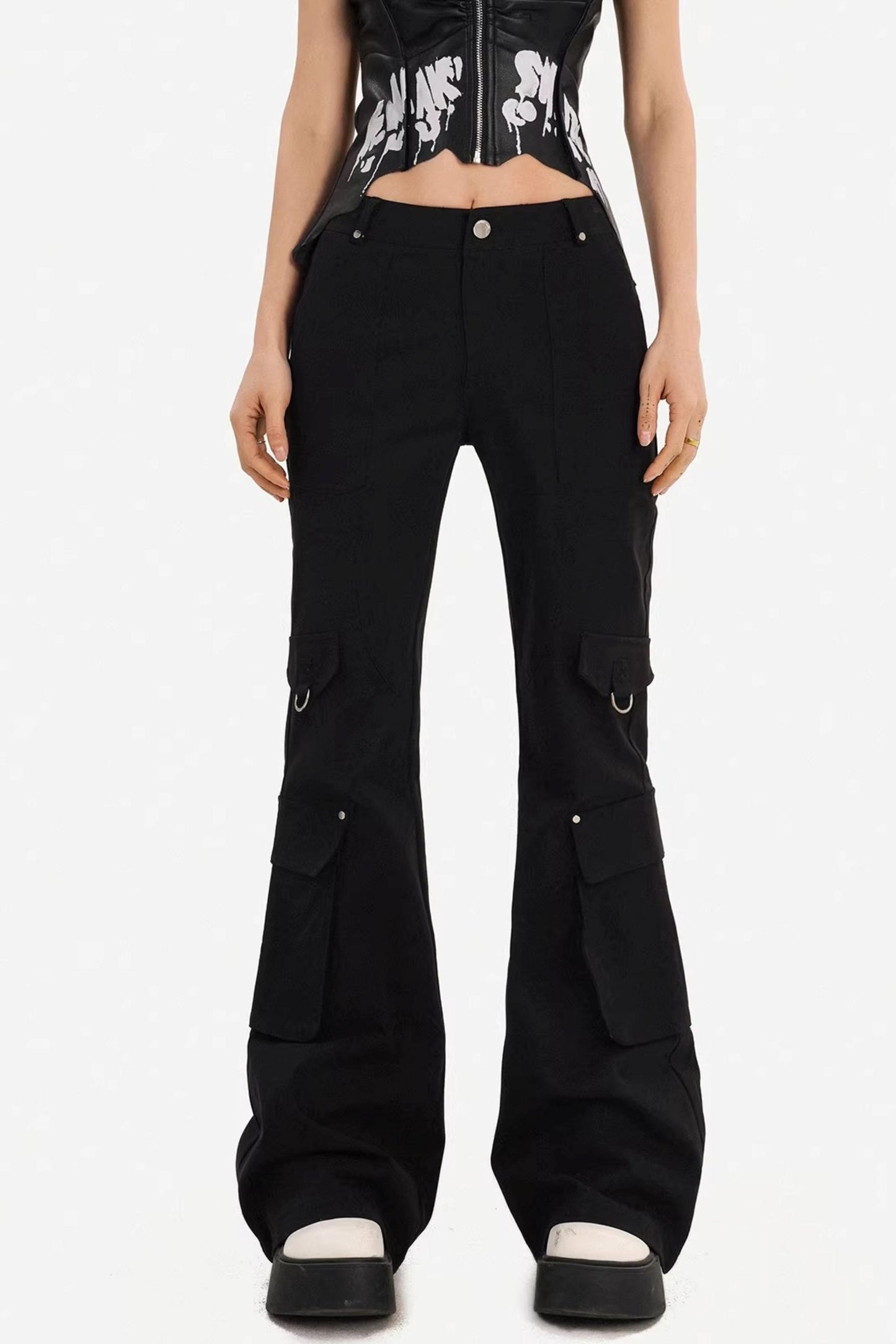 Retro Black Flared Pants