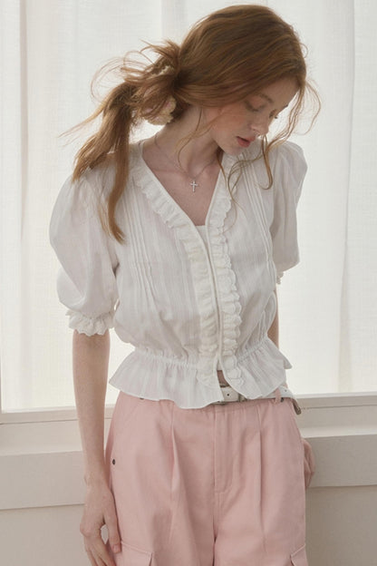 Lace Detail Feminine Trim Blouse