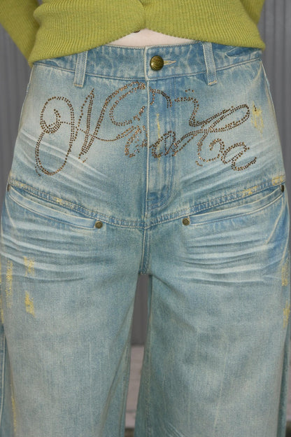 Vintage Washed Rhinestone Jeans