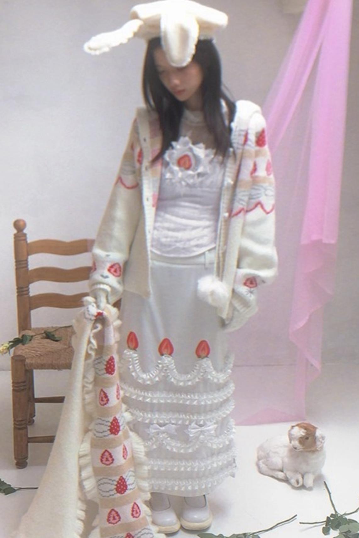 Happy Birthday Strawberry Mohair Cardigan