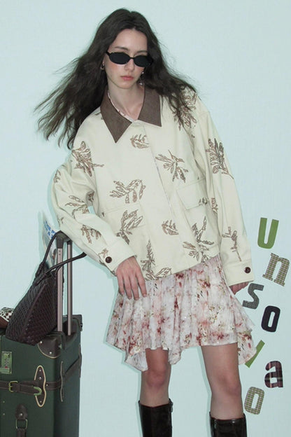 Embroidered Silver Cargo Coat