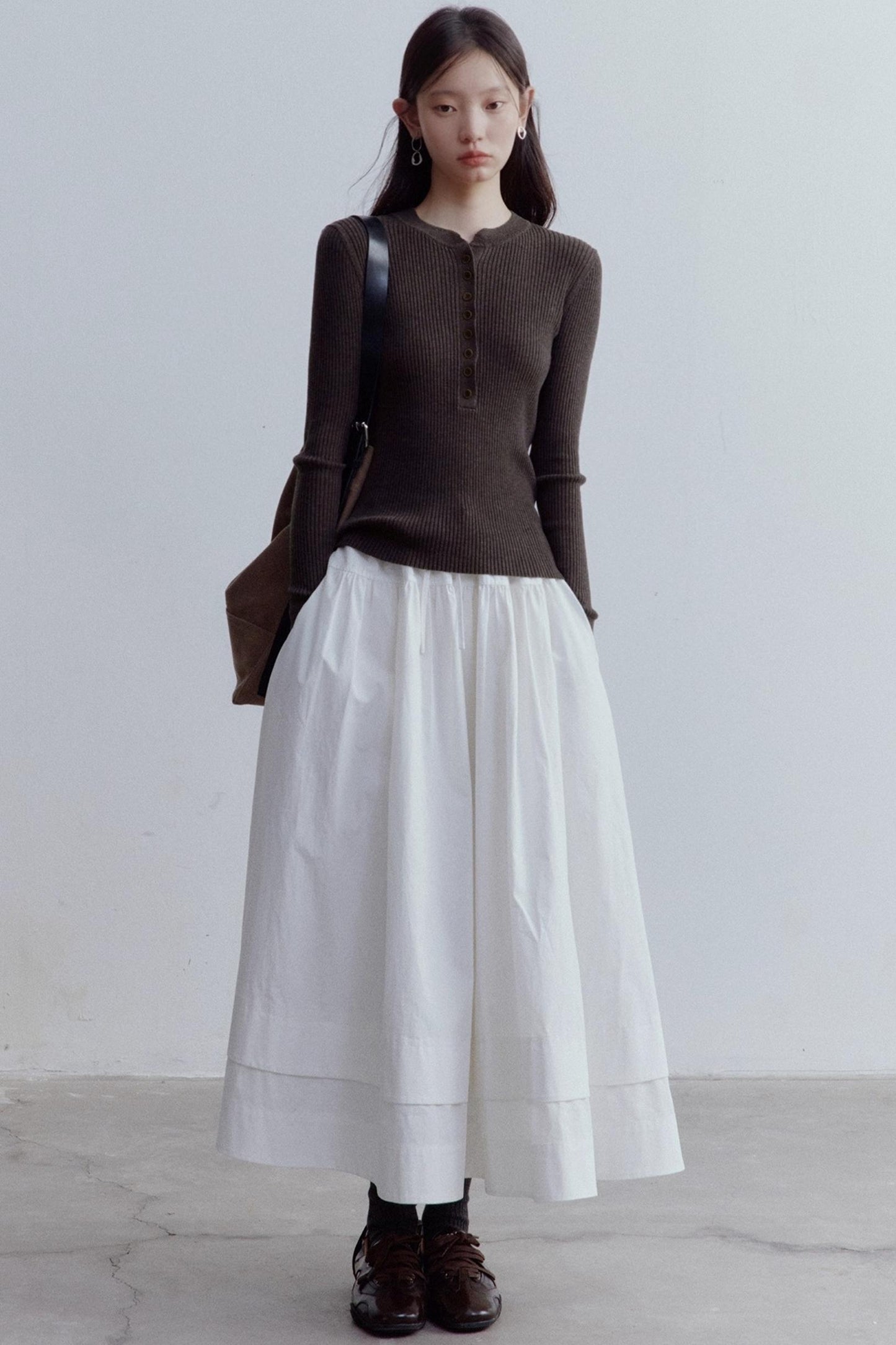 Pure Cotton Layered Shirring Skirt