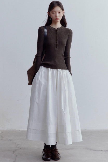 Pure Cotton Layered Shirring Skirt