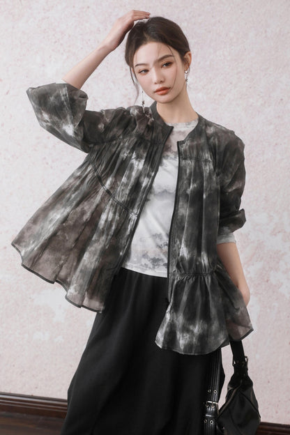 Ink Black Print Airy Outer