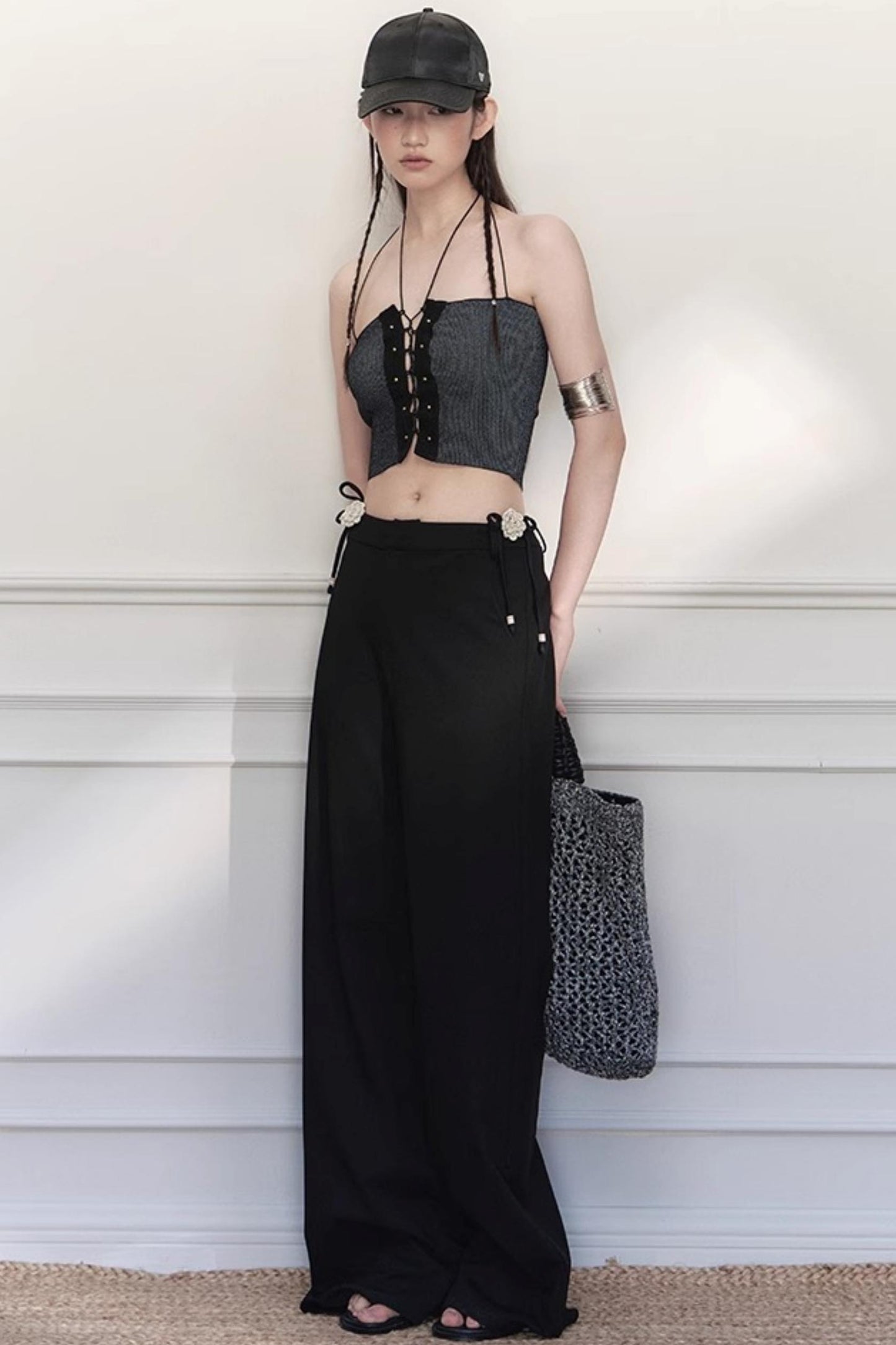 White Lace Wide-Leg Pants