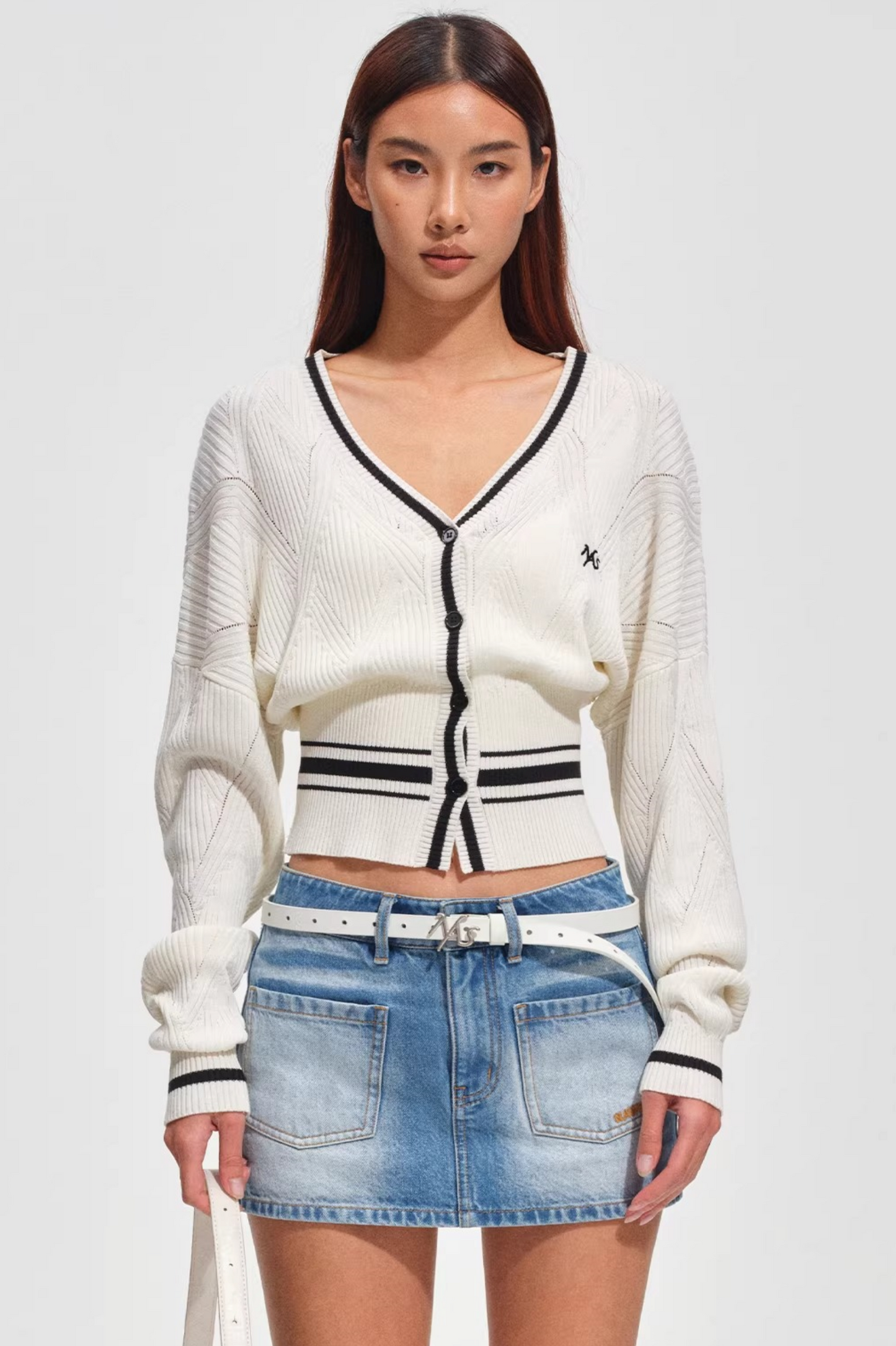 Tencel Wool Striped Cardigan